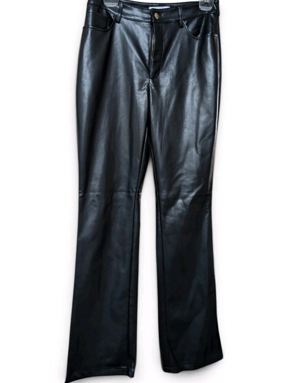 Marc New York Jeans Faux Leather Pants‎ Womens 10 Black Wide Leg Flare NWT